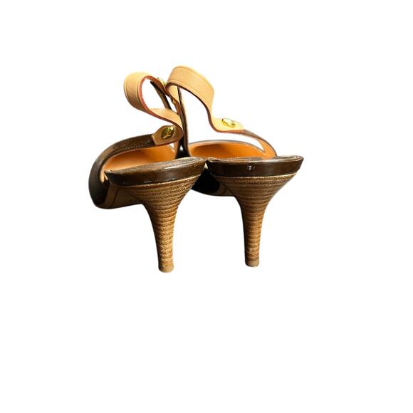Louis Vuitton Brown Patent Leather Slingback Heels Pumps SZ 38 Italy W/Dustbag - Picture 4 of 13